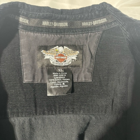 Harley Davidson  Corduroy Button Down Shirt Black XL - Picture 10 of 11